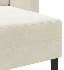 krémszínű bársony 2 üléses kanapé L-alakú kanapéval 125 cm