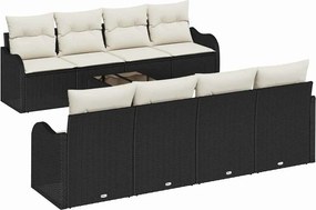 vidaXL Kerti Kanapé Szett párnával tárolóval 9 pcs Fekete és Krém