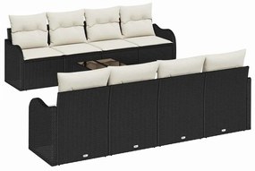 vidaXL Kerti Kanapé Szett párnával tárolóval 9 pcs Fekete és Krém