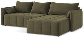 Khaki kinyitható-tárolóhelyes sarokkanapé (jobb oldali-heverő résszel) Moku – Makamii