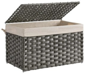 Rattan stílusú tárolódoboz, tároló kosár, 65 literes, szürke