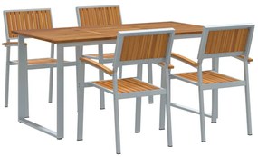 vidaXL Kert étkező szett 5 pcs Szürke Tömör Akácfa