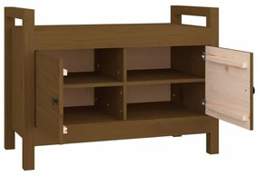Mézbarna tömör fenyőfa előszoba pad 80 x 40 x 60 cm