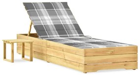 vidaXL impregnált fenyőfa kerti napozóágy asztallal és párnával
