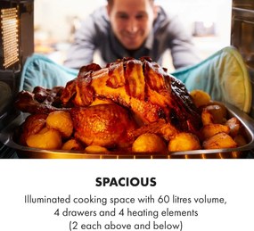 Klarstein Masterchef 60, mini sütő, 60 L, 2000 W, 100 – 230 °C, időzítő