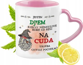 Dj bögre Rózsaszín, szív alakú füllel Kávé ajándék