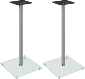 vidaXL 2 db 1-oszlopos ezüstszínű edzett üveg hangszóróállvány