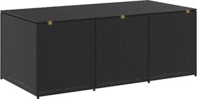Fekete Polyrattan Kerti Tárolóláda 180 X 90 X 70 Cm