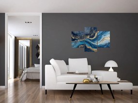 Kép - Kék-arany absztrakt márvány (90x60 cm)
