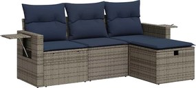 vidaXL 4 részes szürke polyrattan kerti ülőgarnitúra párnákkal