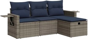 vidaXL 4 részes szürke polyrattan kerti ülőgarnitúra párnákkal