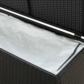 Fekete polyrattan kerti tárolóláda 200 x 50 x 60 cm