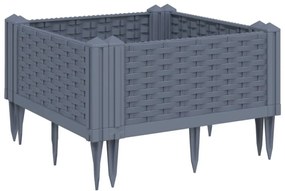 szürke PP kerti virágláda cövekekkel 42,5 x 42,5 x 28,5 cm