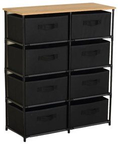 Intenso Home komód 8db szövet fiókkal 76x90cm | Fekete - arany tölgy vászonfiókos tároló