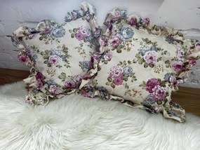 Dekoratív párnahuzat 55x55,fodros,rózsaszín bazsarózsa