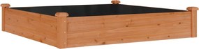 vidaXL barna tömör fenyőfa kerti magaságyás béléssel 120x120x25 cm