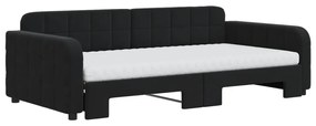 fekete kihúzható bársony heverő matraccal 100 x 200 cm