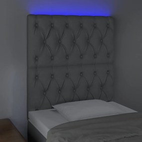 világosszürke szövet LED-es fejtámla 80x7x118/128 cm