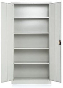 Univerzális fém szekrény, 90 x 40 x 185 cm, hengerzár, világosszürke - ral 7035