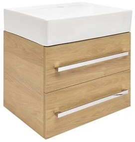 SAT Cube Way Fürdőszobaszekrény mosdóval 60x53x46 cm hickory tölgy matt CUBE46602DHSATCWL