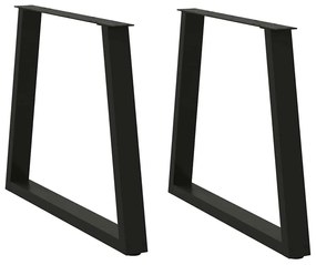 2 db fekete, V-alakú acél étkezőasztal láb 80 x (72-73,3) cm