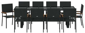 Kert étkező szett 11 pcs Fekete Poli rattan