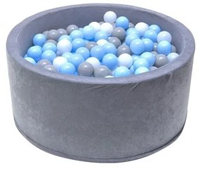 Száraz, SZÜRKE MEDENCE gyermekeknek "90x40" labdákkal 200 db standard labdák színe: kék