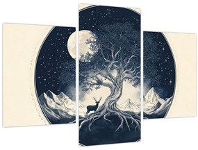Kép – Mágikus fa szarvassal I. (90x60 cm)