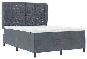 Boxspring Ágy Matrac Káprázatos Szürke 140x190 cm Velúr