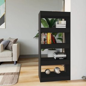 Fekete szerelt fa könyvszekrény/térelválasztó 60 x 30 x 135 cm