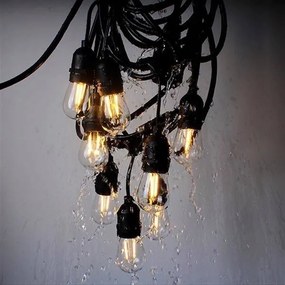 LED kültéri dekorációs fényfüzér 20xE27/1W/230V 11,44 m IP44 fekete