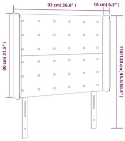 sötétkék bársony fejtámla szárnyakkal 93x16x118/128 cm