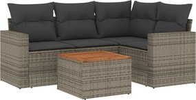 vidaXL 5 részes szürke polyrattan kerti ülőgarnitúra párnákkal