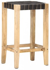 2 db fekete valódi bőr bárszék 75 cm
