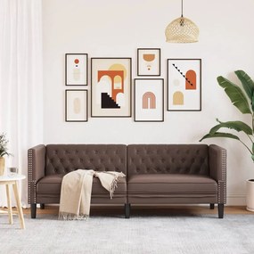 vidaXL 3 személyes barna műbőr Chesterfield kanapé
