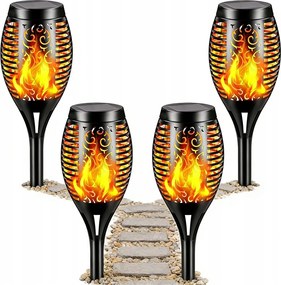 4x LED-es napelemes kerti lámpa Fáklya Láng Beszúrható 52cm