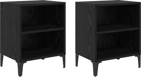 vidaXL Éjjeliszekrény 2 pcs Fekete tölgy 40 x 30 x 50 cm Faanyag