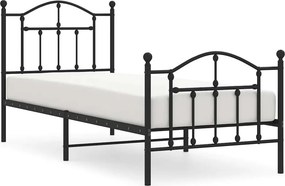 vidaXL fekete fém ágykeret fej- és lábtámlával 90 x 190 cm