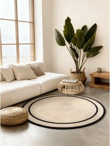 Világos natúr színű kétoldalas-kézi szövésű juta kerek szőnyeg ø 150 cm Lina – Hanse Home