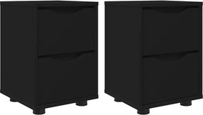 vidaXL Éjjeliszekrények fiókkal 2 pcs Fekete 30,5 x 30 x 43 cm Faanyag