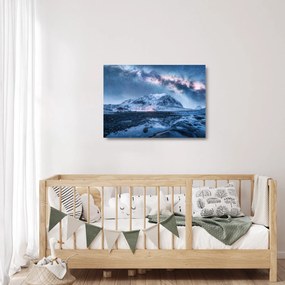 A hegyek képe a csillagos ég (üvegen) (70x50 cm)