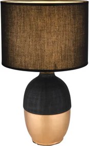 Globo 21627B Asztali lámpa fekete kerámia, arany színű kerámia, fekete textil, fekete PVC kábel, billenőkapcsoló a kábelen, ø: 250mm, M:430mm, kábelhossz 1500mm, nem tartozék: 1x E14 40W 230V