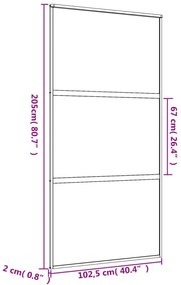 aranyszínű átlátszó ESG üveg és alumínium tolóajtó 102,5x205 cm