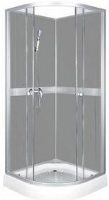CLASSIC íves zuhanykabin szürke hátfallal zuhanytálcával