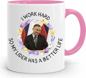 Andrzej Duda Pis Rózsaszín Elnöki Bögre fényképes nyomattal