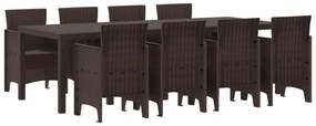vidaXL Kert étkező szett 9 pcs Barna Polipropilén