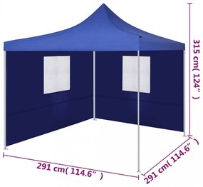 kék színű összecsukható sátor 2 fallal 3 x 3 méter