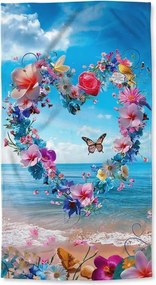 Gyorsan száradó strand fürdőlepedő FLOWER LOVE színes 70 x 140 cm, 100% mikroszál