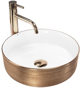 Rea Sami Brush Gold, asztali mosogató 36x36 cm, fehér-arany, REA-U6630
