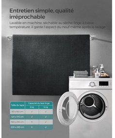 Csúszásmentes szőnyeg, szőnyeg mosógépben mosható 120 x 170 cm, antracitszürke